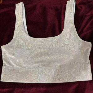 Fabletics Silver Sports Bra Womens Athletic Gym Yoga Large See Measurements
